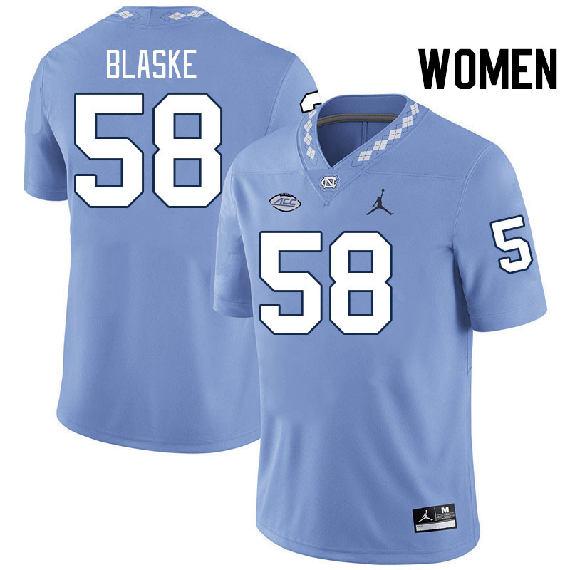 Women #58 Austin Blaske North Carolina Tar Heels College Football Jerseys Stitched-Carolina Blue
